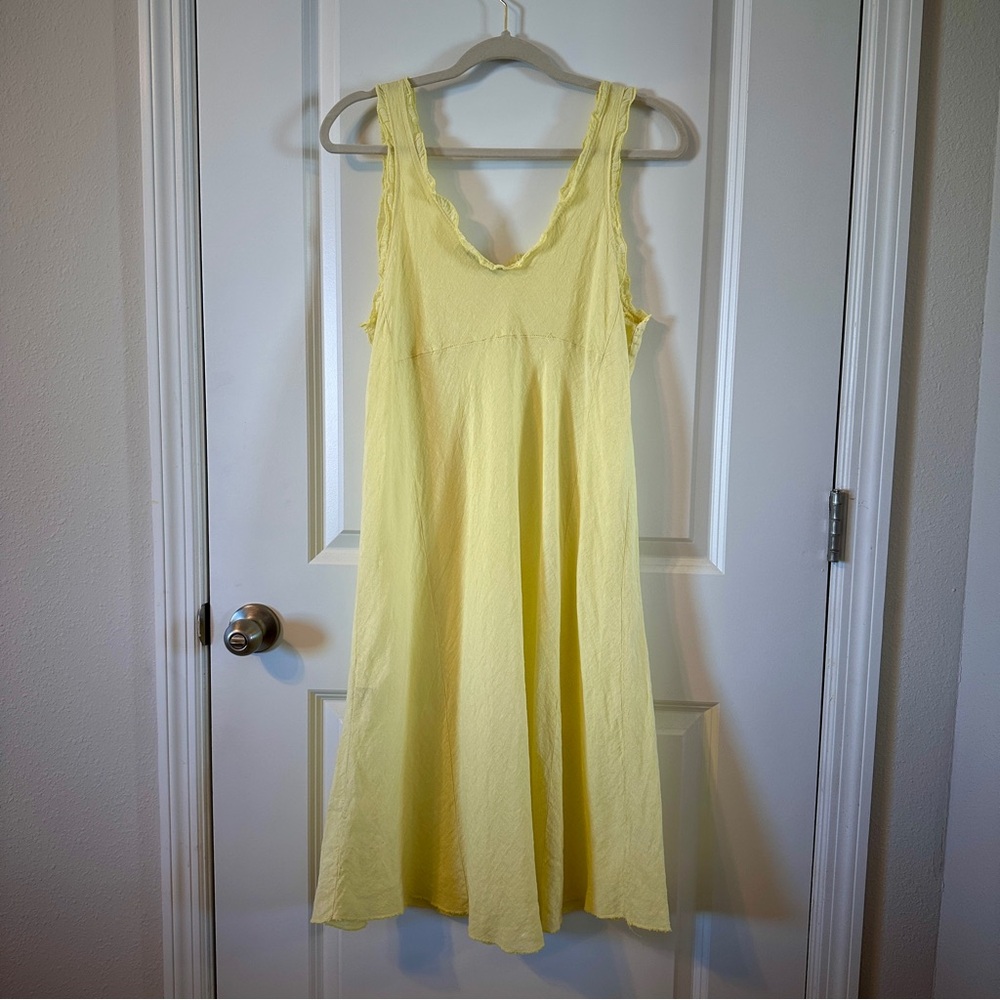 Women’s Vasna Butter Yellow Sleeveless Linen Sundress, Large